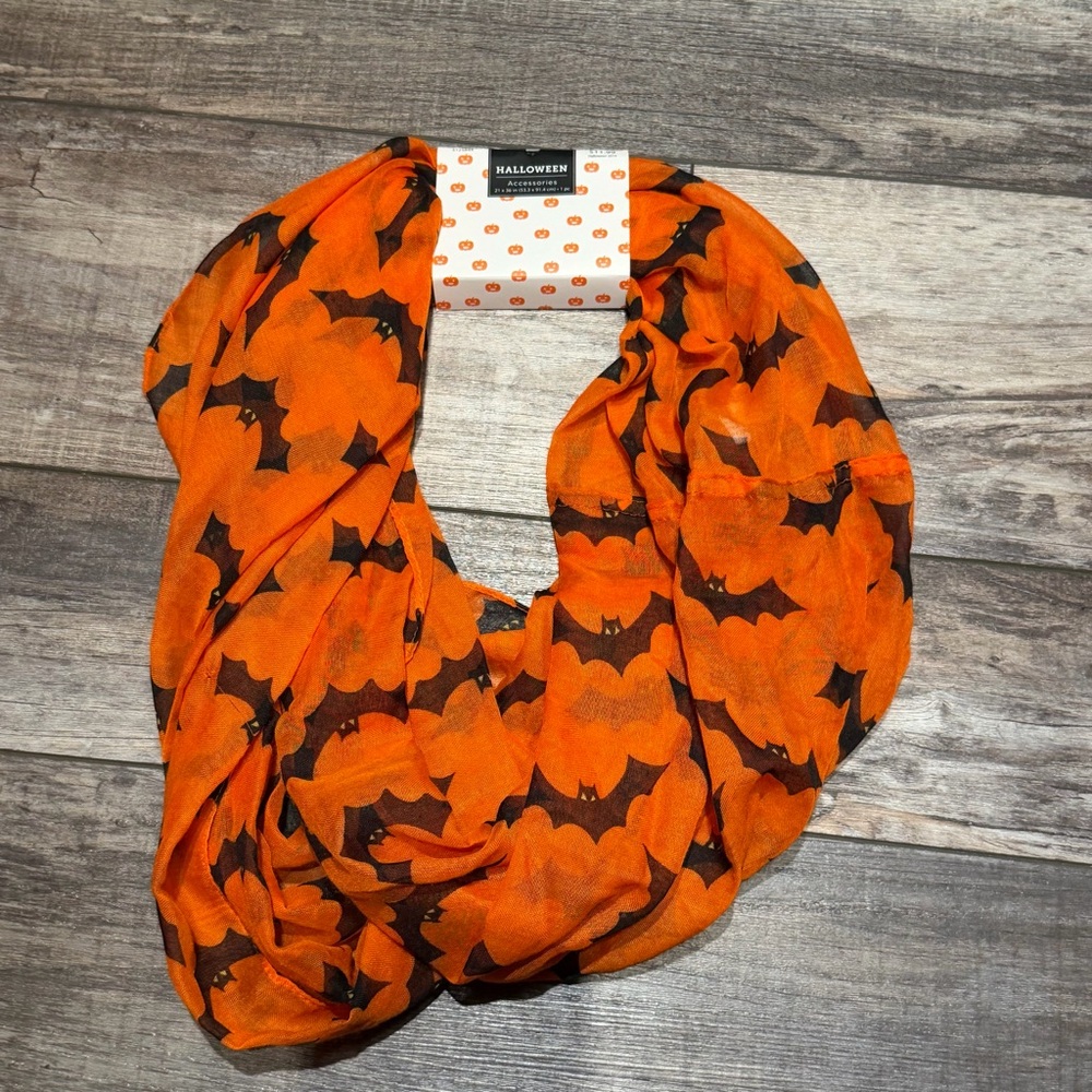 Halloween Orange Bat Scarf